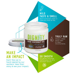 Dignity Coconuts Raw Coconut Oil - 100% Organic Unrefined Coconut Oil - 4 fl oz Plastic Jar - Centrifuge Extracted