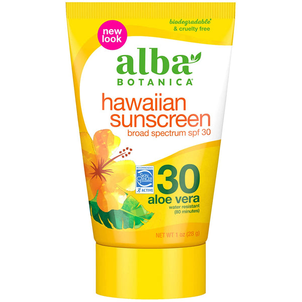 Alba Botanica Hawaiian Sunscreen Lotion, SPF 30, Aloe Vera, 1 Oz (Packaging May Vary)