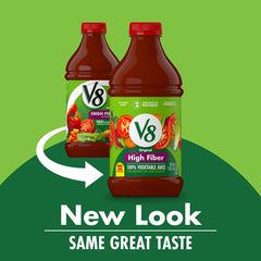 V8 High Fiber 100% Vegetable Juice, Vegetable Blend with Tomato Juice and Dietary Fiber, 46 FL OZ Bottle