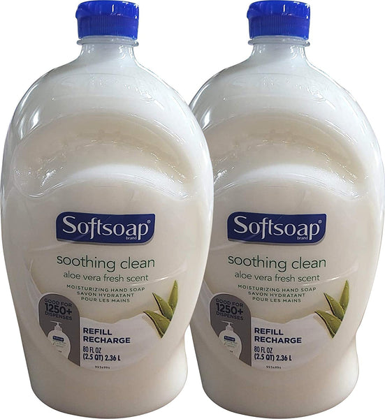 Softsoap Hand Soap Soothing Aloe Vera Moisturizing Hand Soap Refill Twin Pack (Total 160 Fl. Oz, 80 Fl. Oz x 2)