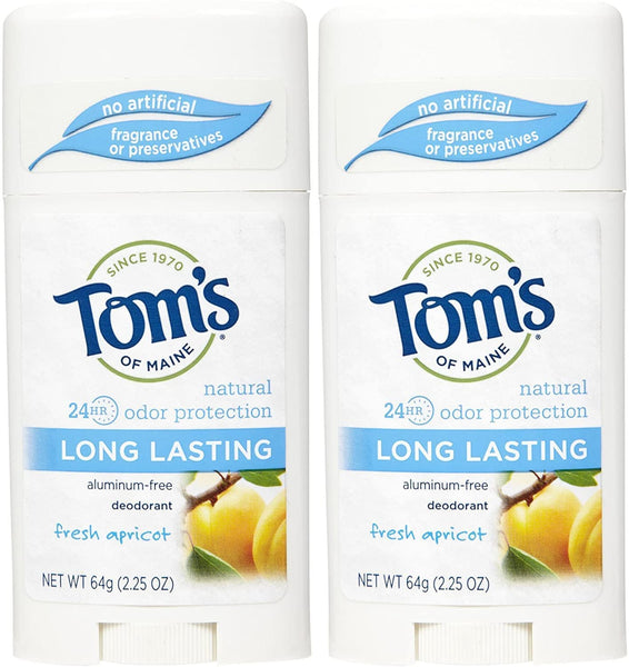 Tom's of Maine Long-Lasting Care Deodorant Stick, Apricot - 2.25 oz - 2 pk