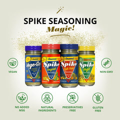 Spike Original All-Purpose Seasoning, All Natural, Low Sodium, No Sugar, No MSG, Zero Calories, Vegan - 3 oz