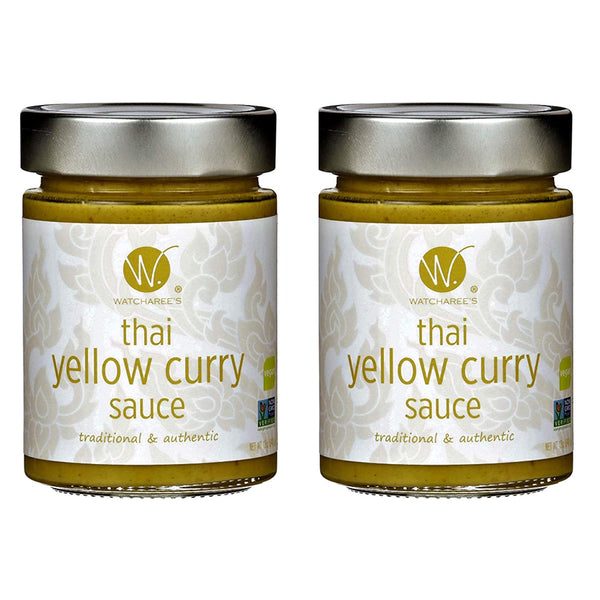 WATCHAREE'S Thai Yellow Curry Sauce | Vegan | Authentic Traditional Thai Recipe | 12oz Jar (Thai Yellow Curry, 2 pack)