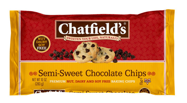 Chatfields Semi-Sweet Chocolate Chips, Nut Dairy and Soy Free Vegan Baking Chips, 10 oz. Bag, 1-Pack