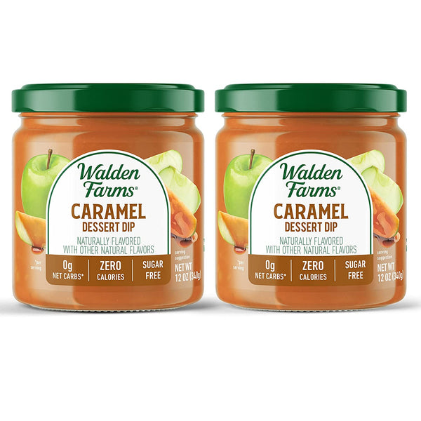 Walden Farms Caramel Dipping, 12-oz Dessert Dip for Strawberries, Bananas, Pretzels, Cookies, and Snacks, Sugar and Calorie Free, Non-Dairy, Keto and Vegan Friendly, 2 Pack Jars