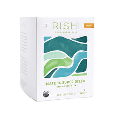 Rishi Tea Matcha Super Green Herbal Tea | Organic Sencha, Highly Caffeinated, Umami, Antioxidant Rich | 15 Sachet Bags, 1.43 oz (Pack of 6)