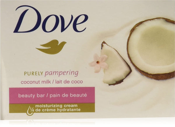 (Pack-M OF 12 BARS) Dove Beauty Soap Bar: COCONUT MILK. Protects Your Skin's Natural Moisture. 25% MOISTURIZING LOTION & CREAM! Great for Hands, Face & Body! (12 Bars, 3.5oz Each Bar)