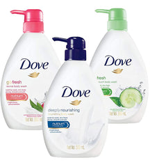 Dove Body Wash Variety Pack, Deeply Nourishing, Pomegranate & Lemon Verbena and Cucumber & Green Tea Pump Bottles, 18.5 Ounces (Pack of 3)