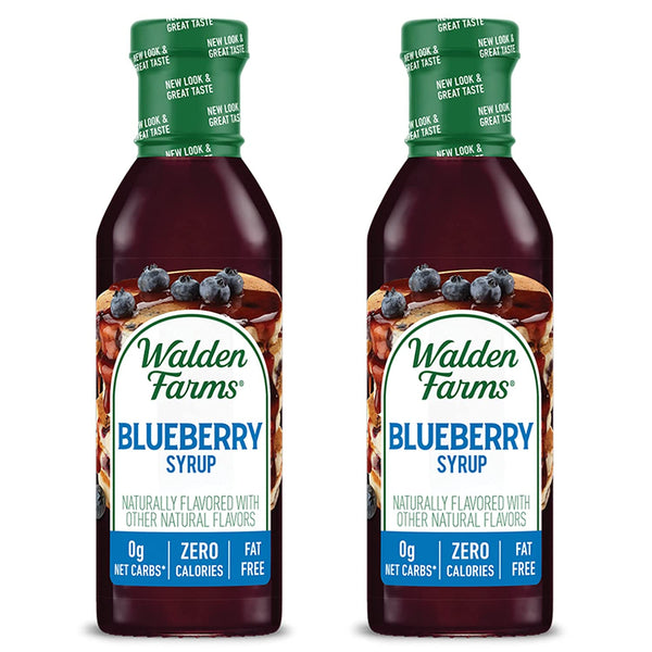 Walden Farms Blueberry Sugar Free Syrup for Pancakes, Waffles, French Toast, and Fresh Pastries, 0g Net Carbs, Calories, Fat, or Gluten, Kosher Certified, 12 oz. Bottle, 2 Pack