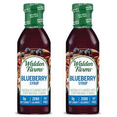 Walden Farms Blueberry Sugar Free Syrup for Pancakes, Waffles, French Toast, and Fresh Pastries, 0g Net Carbs, Calories, Fat, or Gluten, Kosher Certified, 12 oz. Bottle, 2 Pack