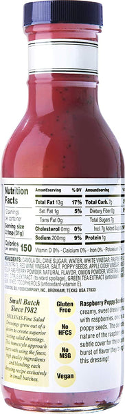 BRIANNAS Raspberry Poppy Seed Dressing, 12 Fl Oz