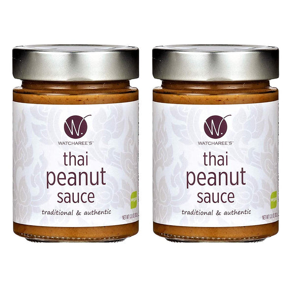 WATCHAREE'S Thai Peanut Sauce | Vegan | Authentic Traditional Thai Recipe | 12.8oz Jar (Thai Peanut, 2 pack)