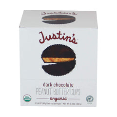 Justins, Peanut Butter Cups Dark Chocolate Box Organic, 1.4 Ounce, 12 Count