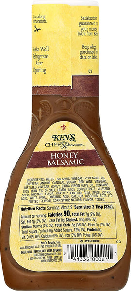 Ken's Steak House Chef's Reserve Honey Balsamic Dressing (9 Fl Oz , Pack of 3)