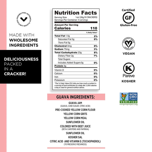 Craize Thin & Crunchy Toasted Corn Crackers – Guava Flavored Healthy & Organic Gluten Free Crackers - 3 Pack, 4 Ounces Each