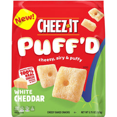 CheezIt Puff'd Cheesy Baked Snacks, Puffed Snack Crackers, Kids Snacks, White Cheddar, 5.75oz Bag (1 Bag)
