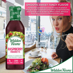 Walden Farms Raspberry Vinaigrette Dressing, 12 oz. Bottle, Fresh 0g Net Carbs Salad Topping and Sugar Free Condiment, Keto and Kosher, Natural Sweet Tangy Flavor, 2 Pack