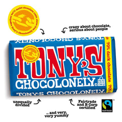 Tony's Chocolonely 70% Dark Chocolate Bar, 6.35 Ounce, 15 Pack