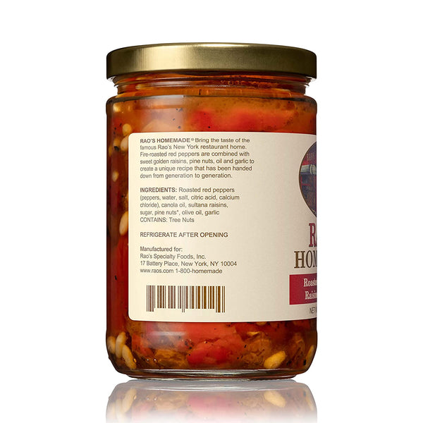 Rao's Homemade Roasted Peppers with Golden Raisins & Pine Nuts, Jar, 12 oz