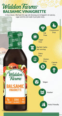 Walden Farms Balsamic Vinaigrette Dressing, 2-Pack, Fresh Sweet Salad and Pizza Topping, Sugar Free, 0g Net Carbs, and Keto Friendly, Vegan, 12 oz. Bottles