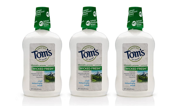 Tom's of Maine Long Lasting Wicked Fresh Mouthwash, Cool Mountain Mint, 16 Ounce, 3 Count