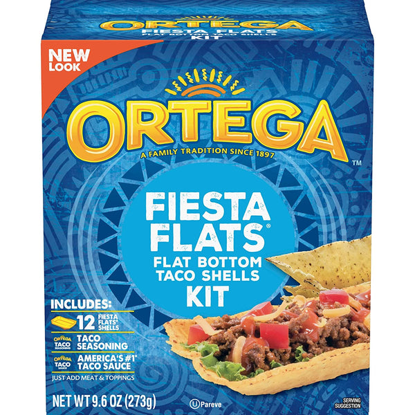 Ortega Taco Dinner Kit, Fiesta Flats Tacos, 12 Count