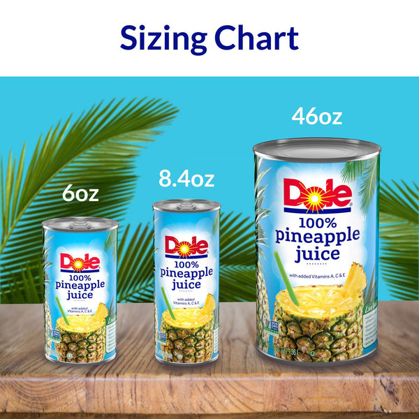 Dole 100% Pineapple Mango Juice, 6 Fl Oz, 6 Cans