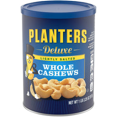 PLANTERS Deluxe Lightly Salted Whole Cashews, 18.25 oz. Resealable Canister | Lightly Salted Cashews & Lightly Salted Nuts | Nutrient Dense Snacks for Adults & Kids | Vegan Snacks, Kosher