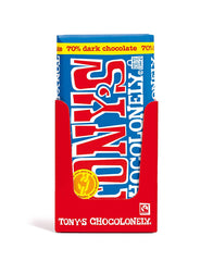 Tony's Chocolonely 70% Dark Chocolate Bar, 6.35 Ounce, 15 Pack