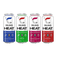 CELSIUS HEAT Performance Energy Drink 4-Flavor Variety Pack, ZERO Sugar, 16oz. Can, 12 Pack