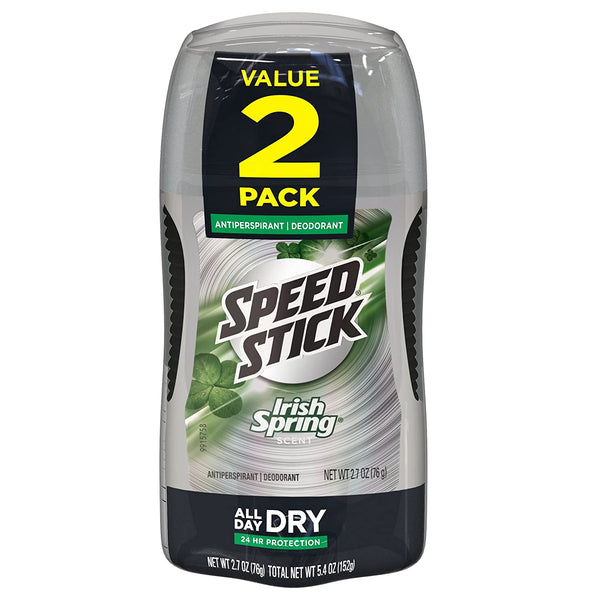 Mennen Speed Stick Irish Spring Antiperspirant Deodorant, Original 2.7 Ounce, 2 Count