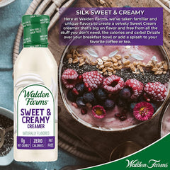 Walden Farms Sweet Cream Coffee Creamer, 12 oz. Bottle, Fresh Flavored Non-Dairy Milk Substitute, Natural and Liquid, Gluten Free and 0g Net Carbs, Vegan Friendly, 2 Pack Bottles