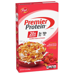 Post Premier Protein Mixed Berry Almond cereal, high protein cereal, protein-rich breakfast or snack made with real berries and almonds, 9 Ounce - 1 count