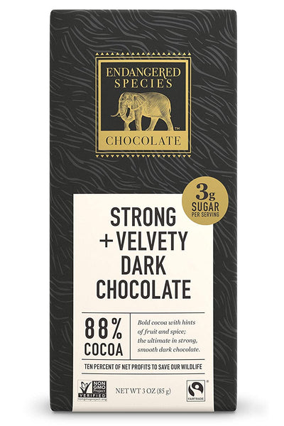 Endangered Species Chocolate Extreme Dark Chocolate Bar, 3 Ounce - 12 per case.