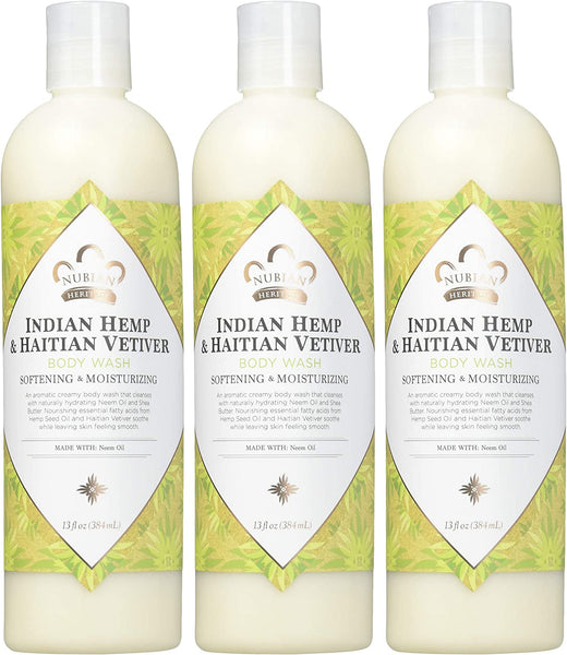 Nubian Heritage Indian Hemp Body Wash, Indian Hemp 13 OZ (Pack of 3)