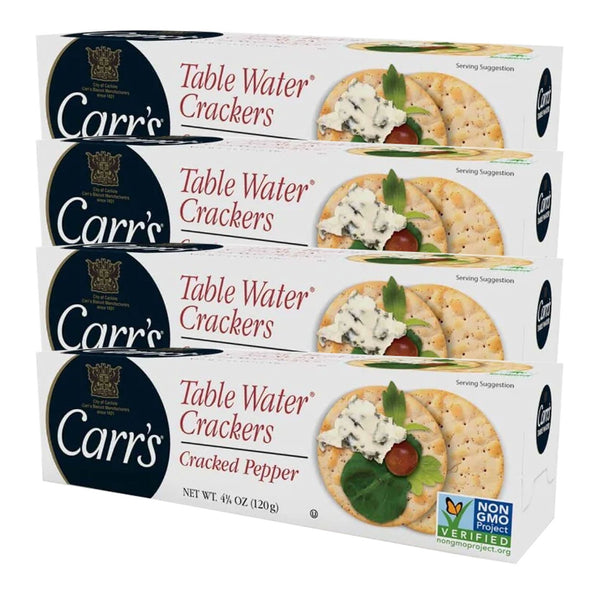 Carr's Table Water Crackers, Cracked Pepper, 4-1/4 Ounce (Pack of 4)