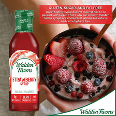 Walden Farms Strawberry Sugar Free Syrup for Pancakes, Waffles, French Toast, and Fresh Pastries, 0g Net Carbs, Calories, Fat, or Gluten, Kosher Certified, 12 oz Bottles, 2 Pack