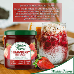 Walden Farms Strawberry Fruit Spread, Natural Sugar Free Jam, Thick and Delicious Breakfast, Snack, or Dessert Topping, No Fat or Calories, 12-oz Jar