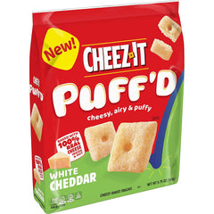 CheezIt Puff'd Cheesy Baked Snacks, Puffed Snack Crackers, Kids Snacks, White Cheddar, 5.75oz Bag (1 Bag)