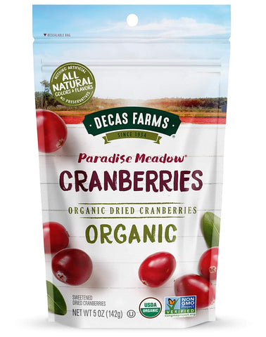 Decas Farms Organic Premium Dried Cranberries, 5-Ounce