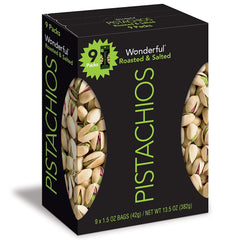 Wonderful Pistachios, Roasted and Salted, 1.5 Ounce Bags (Pack of 9)