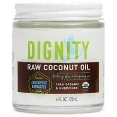 Dignity Coconuts Raw Coconut Oil - 100% Organic Unrefined Coconut Oil - 4 fl oz Plastic Jar - Centrifuge Extracted