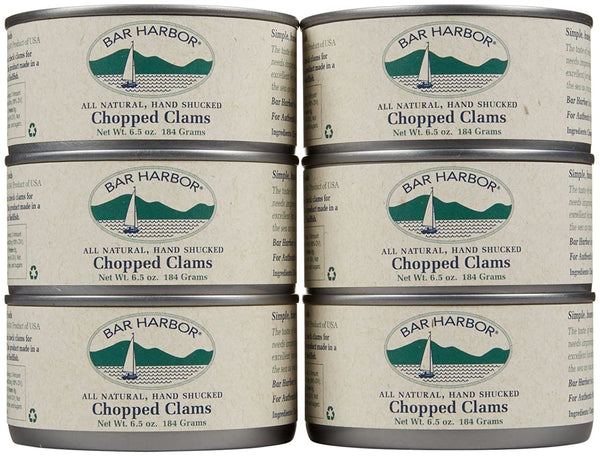 Bar Harbor All Natural Chopped Clams, Cans, 6.5 oz, 6 pk