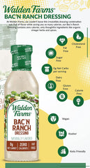 Walden Farms Bacon Ranch Dressing, 12 oz Bottle, Fresh and Delicious Salad Topping, Sugar Free 0g Net Carbs Condiment, Cool and Tangy, 2 Pack