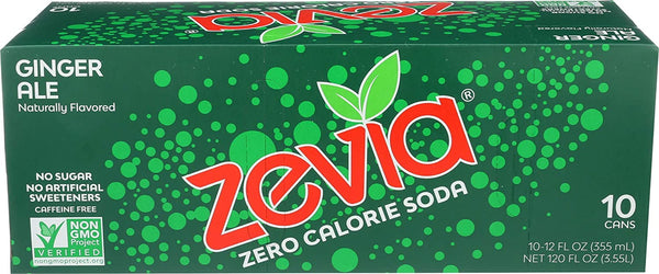 Zevia, Soda Zero Calorie Ginger Ale, 12 Fl Oz, 10 Pack
