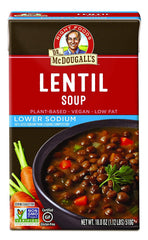 Dr. McDougall's Right Foods Lower Sodium Lentil Soup, 18 Ounce (Pack of 6) Vegan, Gluten-Free, Non-GMO, No Added Oil, Paper Cartons From Certified Sustainably-Managed Forests