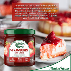 Walden Farms Strawberry Fruit Spread, Natural Sugar Free Jam, Thick and Delicious Breakfast, Snack, or Dessert Topping, No Fat or Calories, 12-oz Jar