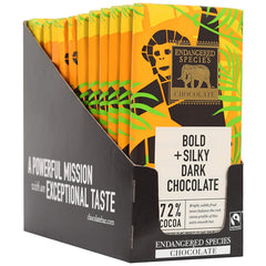 Endangered Species Chocolate Chimpanzee, Natural Dark Chocolate (72%), 3-Ounce Bars (Pack of 12)