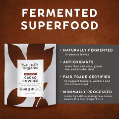Fermented Organic Cacao Powder - Organic Chocolate - Raw Cacao Powder Organic - Cacao Powder Organic Raw - Minimally Processed - Fermented Cacao Powder - Fair Trade Cacao - 8 Oz - Wildly Organic