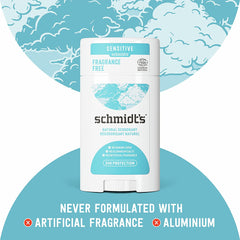 Schmidt's Aluminum Free Natural Deodorant for Women and Men, Fragrance Free for Sensitive Skin with 24 Hour Odor Protection, Certified Cruelty Free, Vegan Deodorant, 3.25 oz